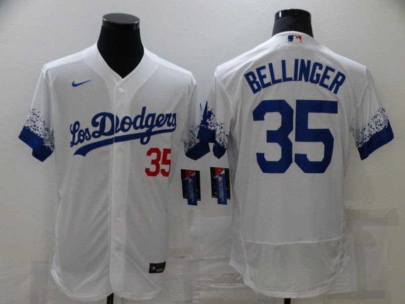 Men Los Angeles Dodgers #35 Bellinger White City Edition Elite Nike 2021 MLB Jersey